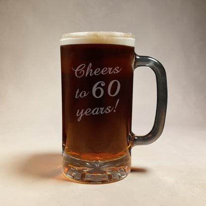 "Cheers To" Birthday 16oz Beer Glass - Personalized Milestone Pint Glass - Age Birthday Gift
