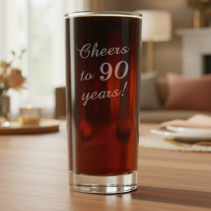 "Cheers To" 15oz Cooler Glass – Custom Sandetched Milestone Cocktail & Water Tumbler, Birthday Gift