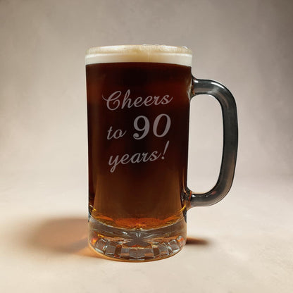 "Cheers To" Birthday 16oz Beer Glass - Personalized Milestone Pint Glass - Age Birthday Gift