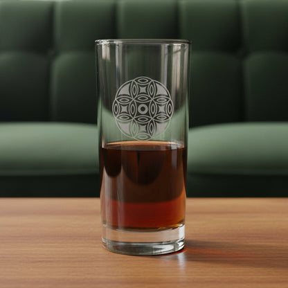 Mandala 15oz Cooler Glass - Deep Sand Etched Handmade Tumbler