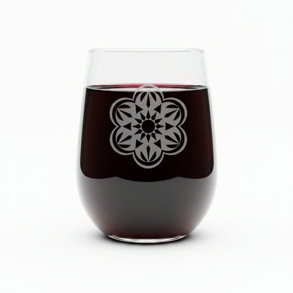 Mandala 17oz Stemless Wine Glass - Deep Sand Etched Artwork