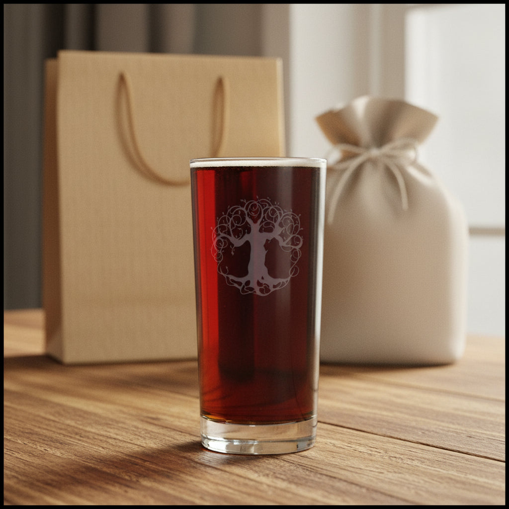 Tree of Life 15oz Cooler Glass | Hand-Sand-Etched Water Tumbler