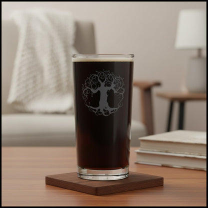 Tree of Life 15oz Cooler Glass | Hand-Sand-Etched Water Tumbler