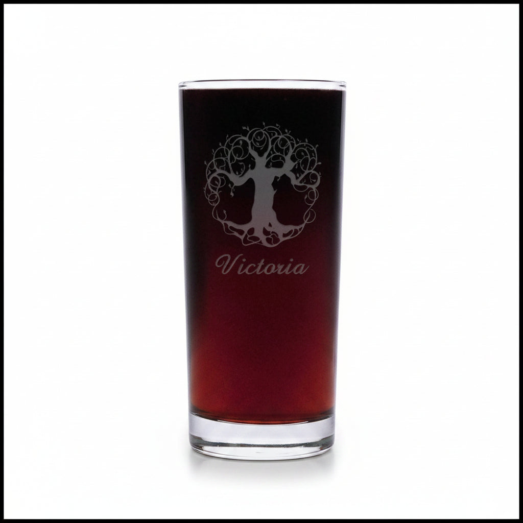Tree of Life 15oz Cooler Glass | Hand-Sand-Etched Water Tumbler