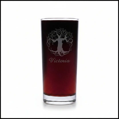 Tree of Life 15oz Cooler Glass | Hand-Sand-Etched Water Tumbler