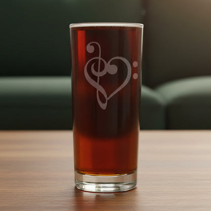 Heart design made from upside down Treble Clef and Bass Clef Cooler Glass