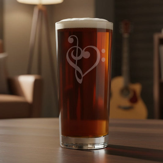 Heart design made from upside down Treble Clef and Bass Clef Cooler Glass