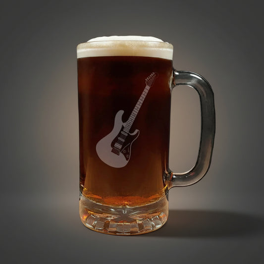 Guitar 16oz Engraved Beer Mug - Music Teacher Gift