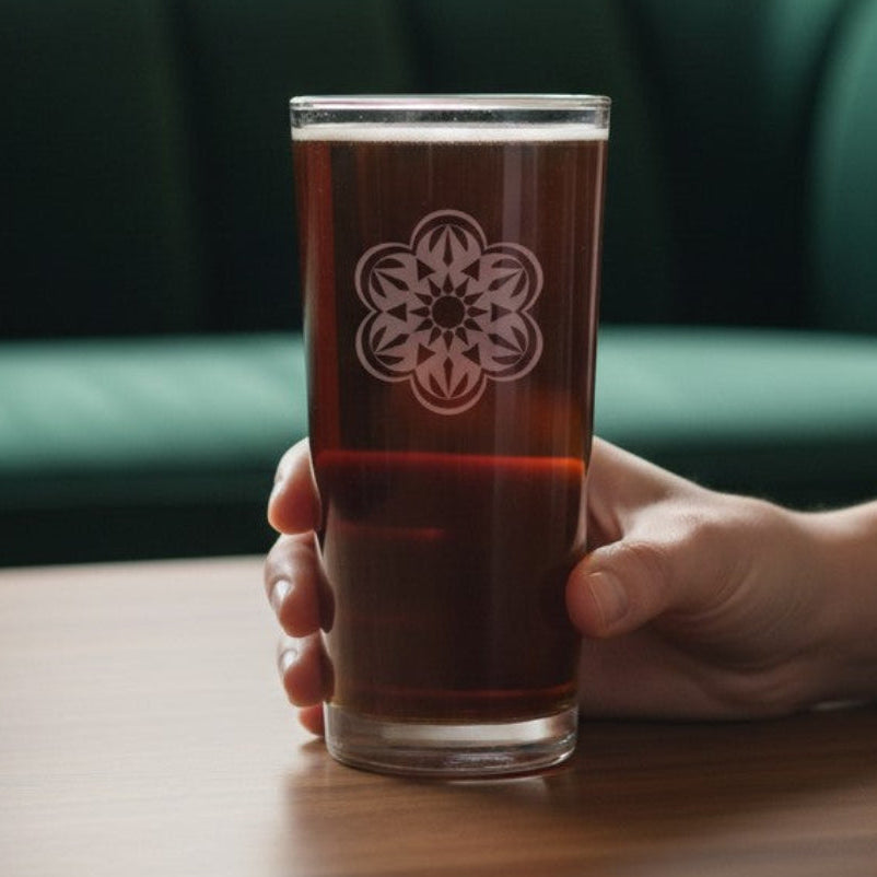Mandala 15oz Cooler Glass - Deep Sand Etched Water Tumbler