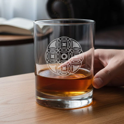 Deepy Sand Etched Mandala 13oz Whiskey Glass