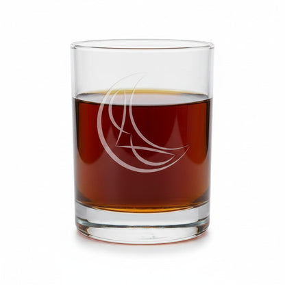 Moon 13oz Whiskey Glass - Hand Sand Etched Rocks Glass