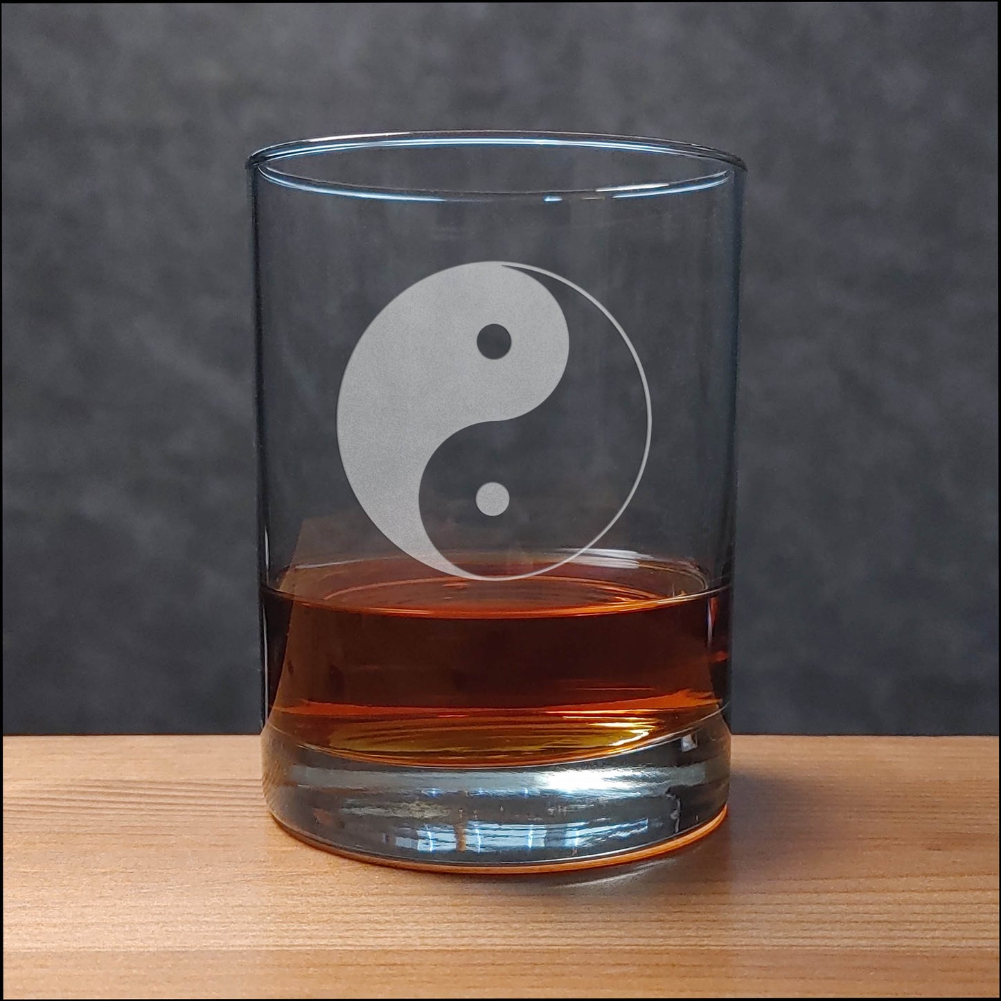 Yin Yang 13oz Whiskey Glass - Hand Sandblasted Rocks Glass