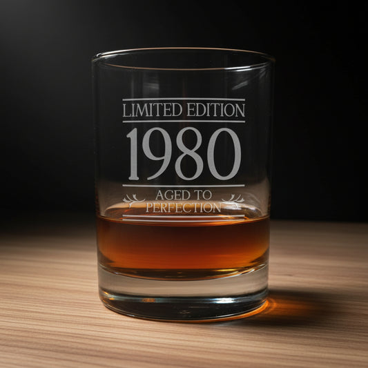 Aged to Perfection, Limited Edition Engraved 13oz Whiskey Glass  - Optional Personalization
