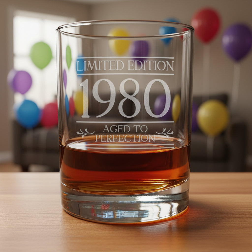 Aged to Perfection - Limited Edition  Personalized 11oz Whisky Glass - Copyright Hues in Glass