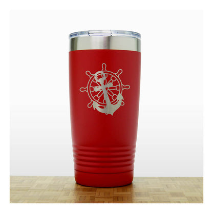 Ship's Wheel and Anchor Engraved 20oz Insulated Travel Tumbler – Personalized Stainless Steel Nautical Gift