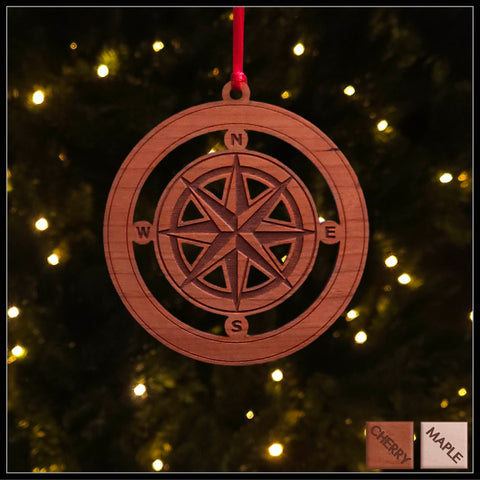 Compass Rose Christmas Tree Ornament with Personalization Option available