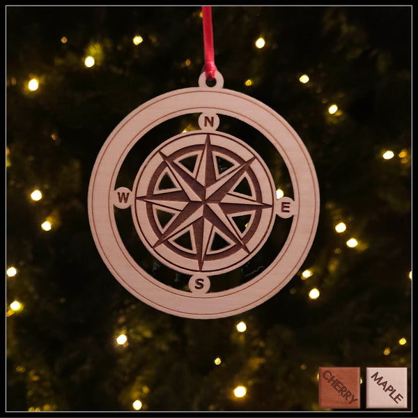 Compass Rose Christmas Tree Ornament with Personalization Option available