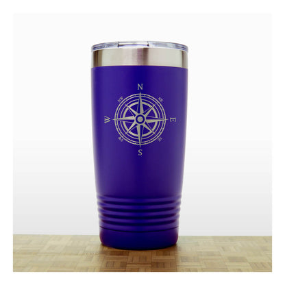 Compass Rose Engraved Insulated 20oz Travel Tumbler – Personalized Nautical Gift