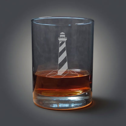 Lighthouse 13oz Whiskey Glass - Personalized Sandblasted Nautical Gift - Free Personalization