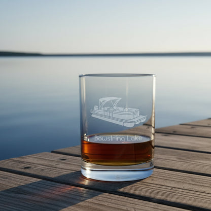 Pontoon Boat 13oz Whiskey Glass – Personalized Hand-Sandblasted Nautical Gift for Whiskey Lovers