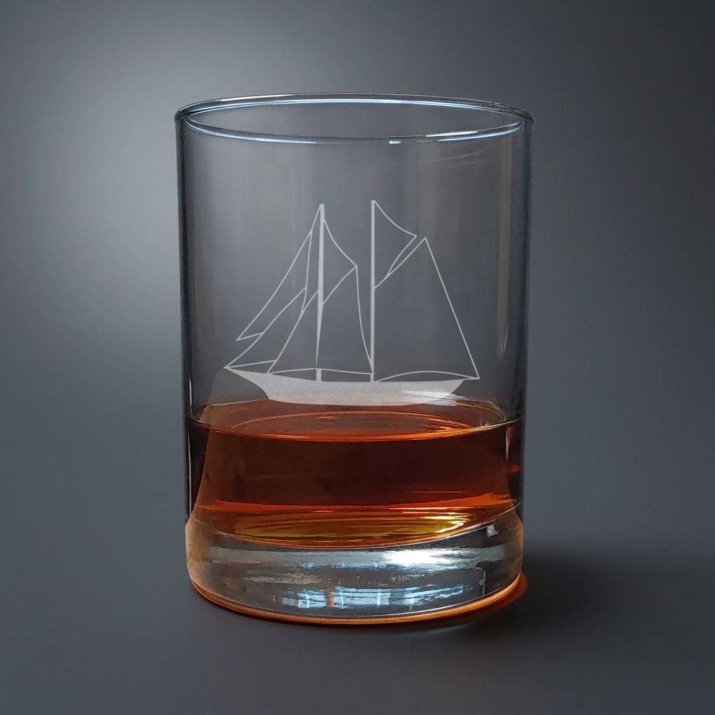 Sailing Ship 13oz Whiskey Glass – Personalized Hand-Sandblasted Nautical Gift for Whiskey Lovers
