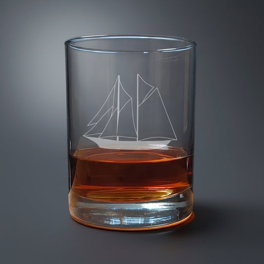 Sailing Ship 13oz Whiskey Glass – Personalized Hand-Sandblasted Nautical Gift for Whiskey Lovers