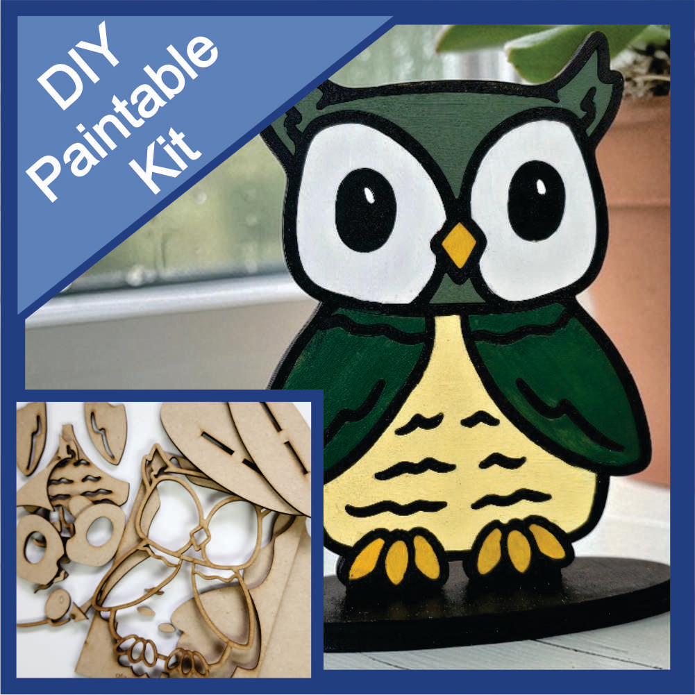 DIY Paintable Kit - Owl – Unfinished - Animal Shelf Sitter Craft for Kids & Adults