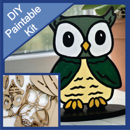 DIY Paintable Kit - Owl – Unfinished - Animal Shelf Sitter Craft for Kids & Adults
