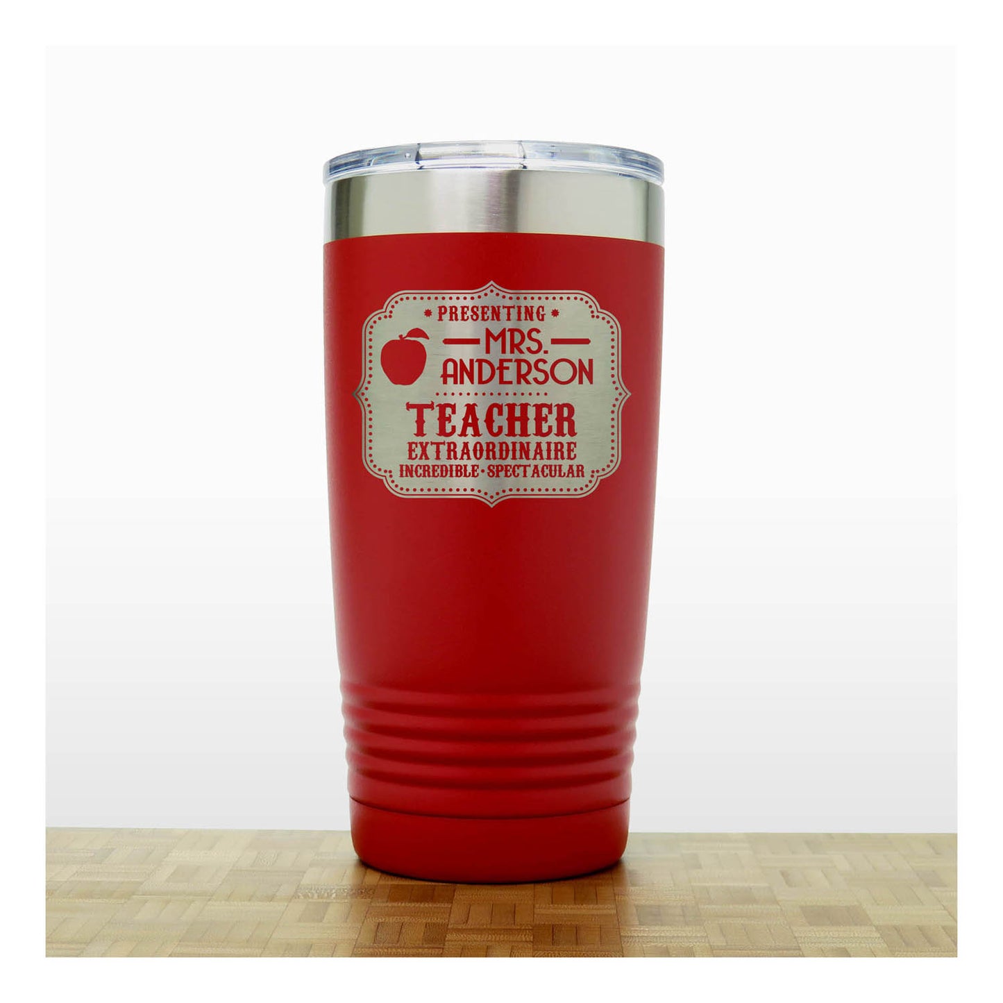 Red Extraordinary Teacher Mug - copyright Hues in Glass 