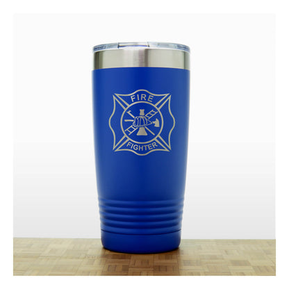 Blue - Fire Fighter 20oz Insulated Tumbler - Copyright Hues in Glass
