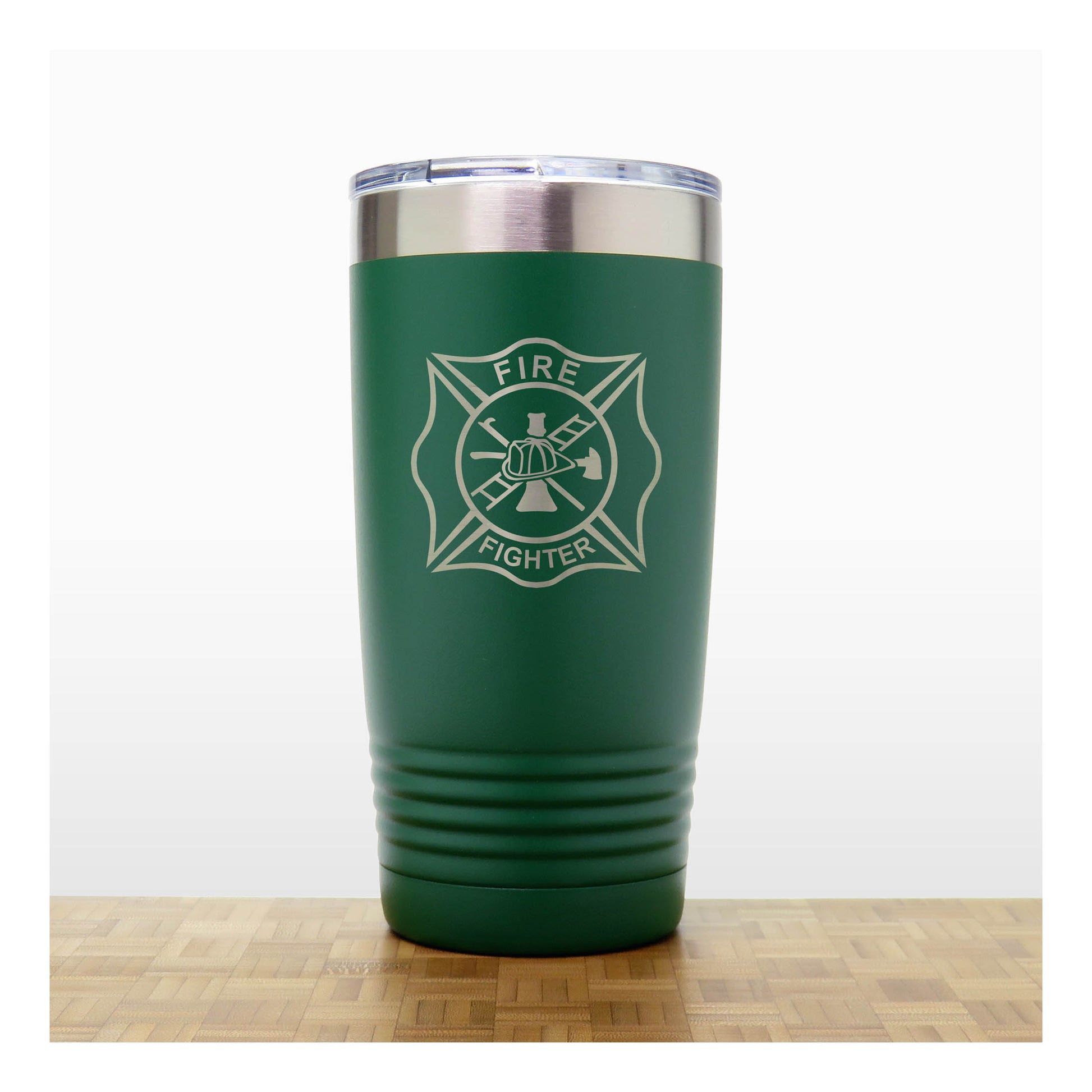 Green - Fire Fighter 20oz Insulated Tumbler - Copyright Hues in Glass