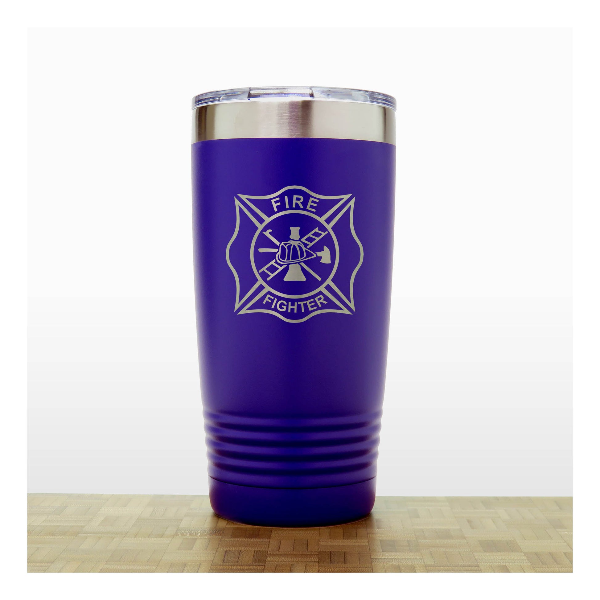 Blue - Fire Fighter 20oz Insulated Tumbler - Copyright Hues in Glass
