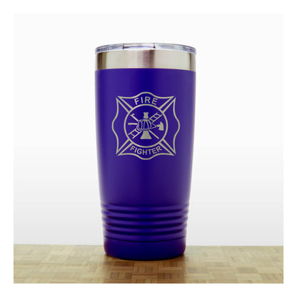 Blue - Fire Fighter 20oz Insulated Tumbler - Copyright Hues in Glass
