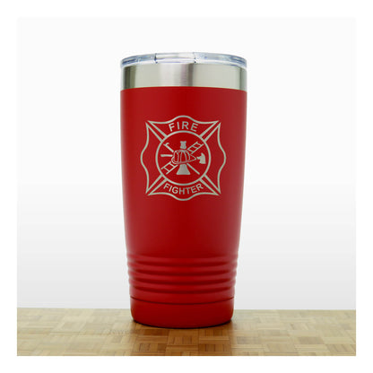 Red - Fire Fighter 20oz Insulated Tumbler - Copyright Hues in Glass