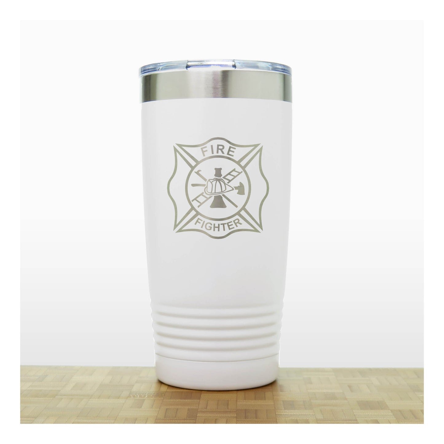 White - Fire Fighter 20oz Insulated Tumbler - Copyright Hues in Glass
