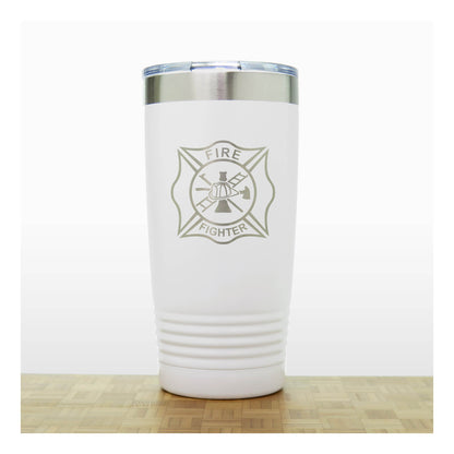 White - Fire Fighter 20oz Insulated Tumbler - Copyright Hues in Glass
