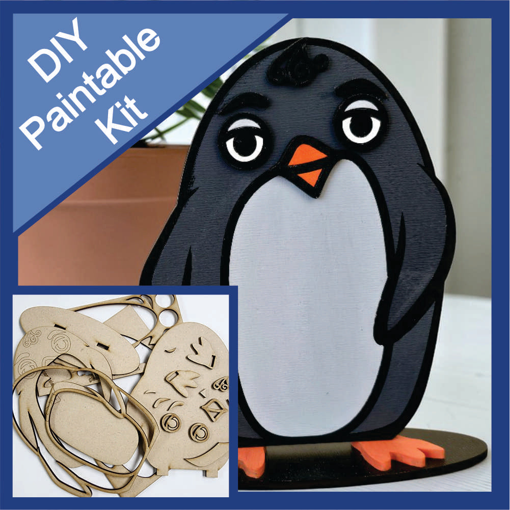 DIY Paintable Kit - Penguin – Unfinished - Animal Shelf Sitter Craft for Kids & Adults