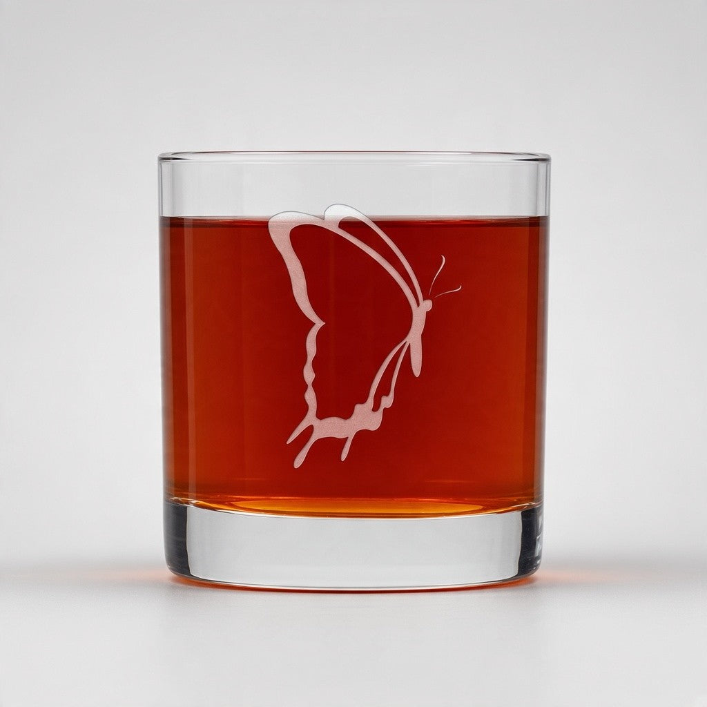 Butterfly 11oz Whiskey Glass, Engraved Entomology Graduate Gift