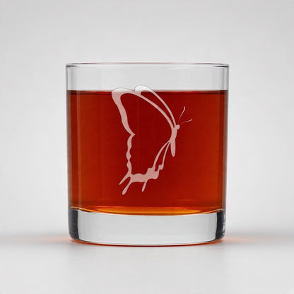Butterfly 11oz Whiskey Glass, Engraved Entomology Graduate Gift