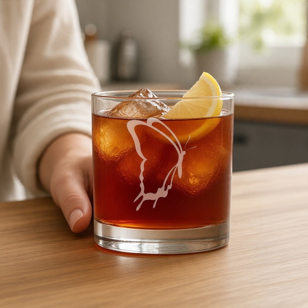Butterfly 11oz Whiskey Glass, Engraved Entomology Graduate Gift