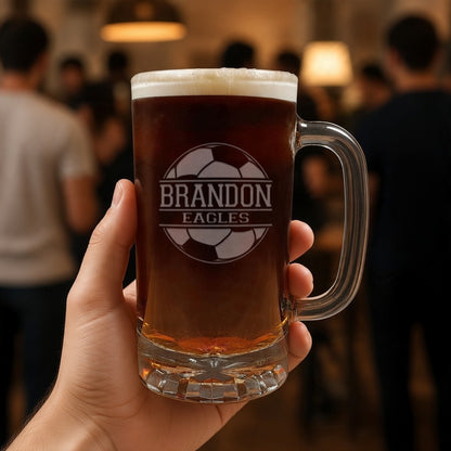 Soccer Coach 16oz Engraved Beer Mug - Personalized Gift - Free Personalization