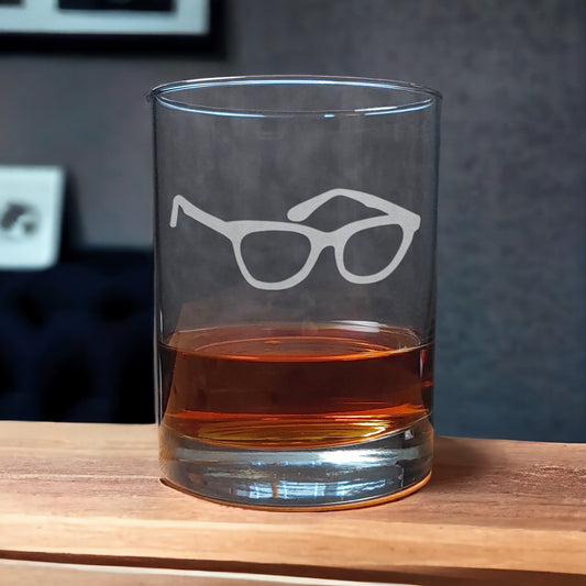 Eye Glasses Whiskey Glass with a etched image of a Stethoscope - Copyright Hues in Glass