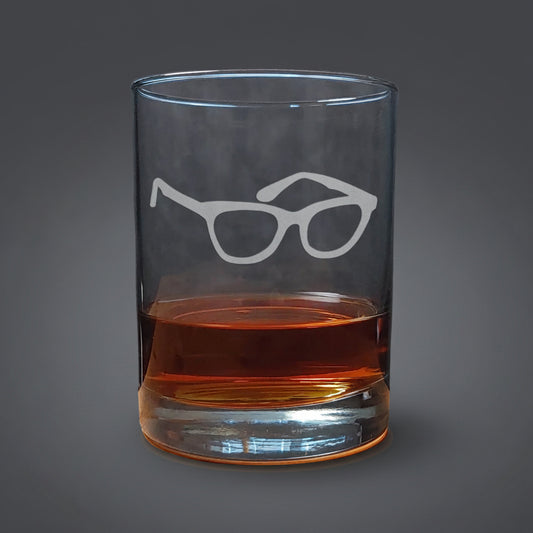 Personalized 13oz Etched Whiskey Glass with Eye Glasses Design – Perfect Gift for Optician Professionals