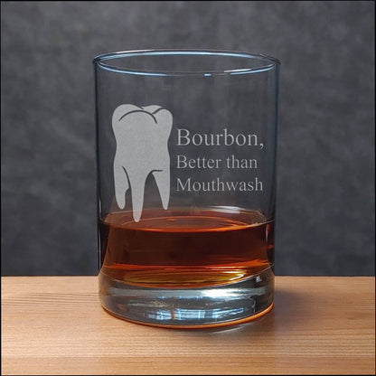 13oz Whiskey Glass with an etched image excavator - Copyright Hues in Glass