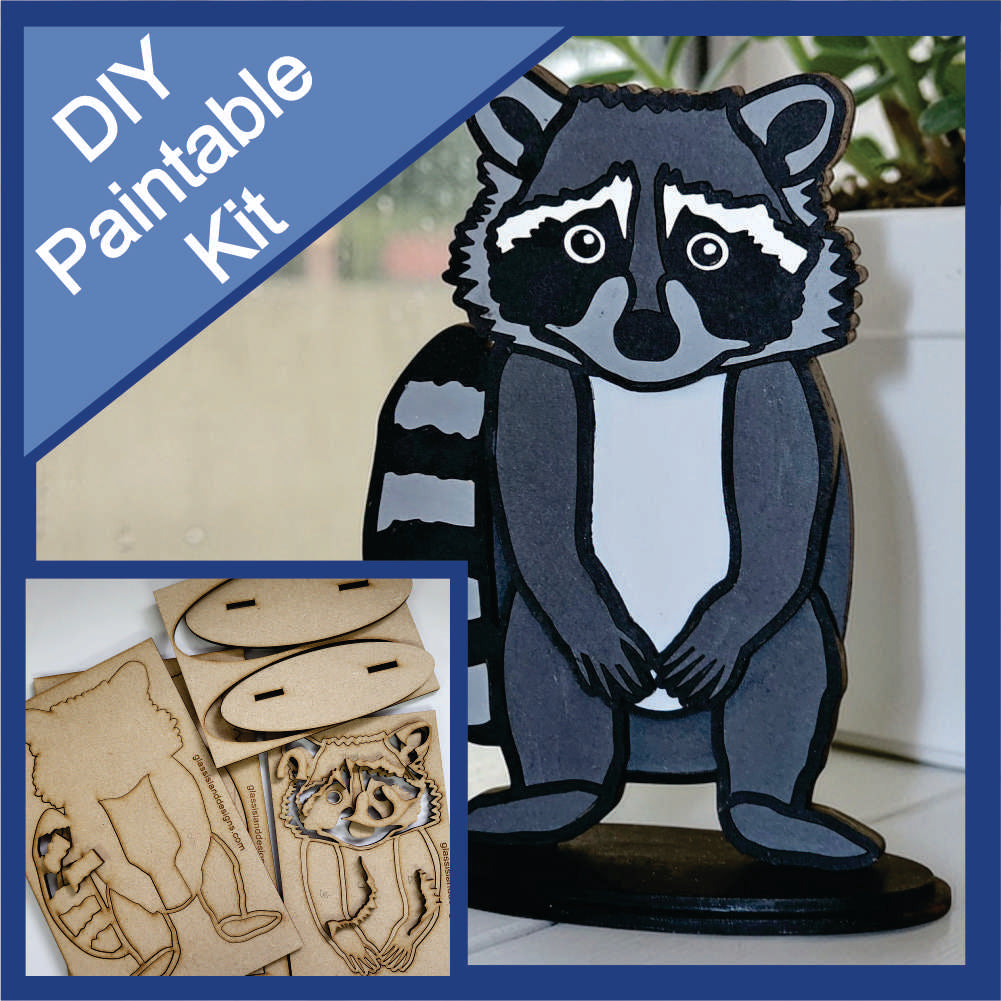 DIY Paintable Kit - Raccoon - Unfinished - Animal Shelf Sitter Craft for Kids & Adults