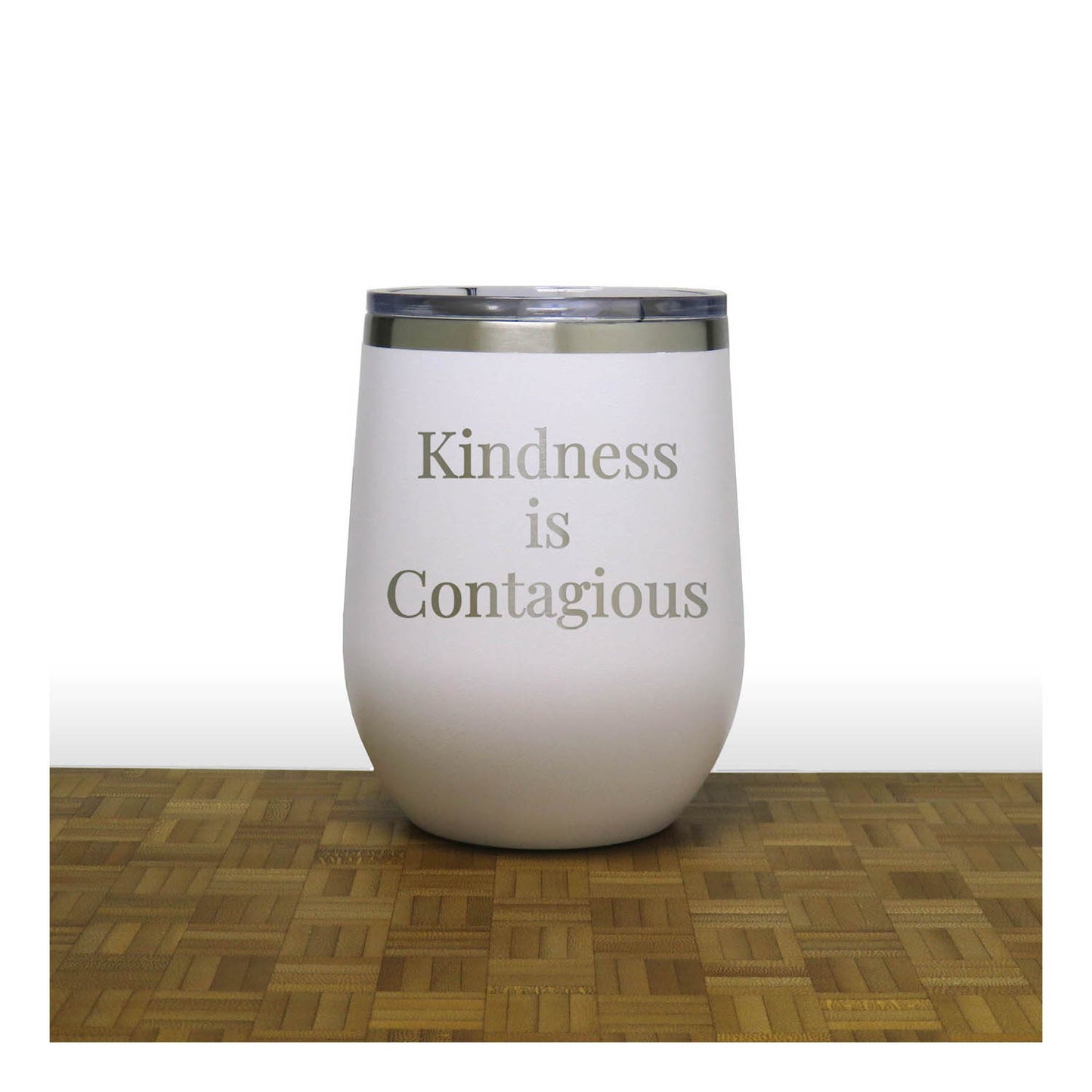12oz Insulated Motivational Wine Tumbler – Kindness Is Contagious - Stainless Steel Encouragement Cup | Daily Inspiration Gift