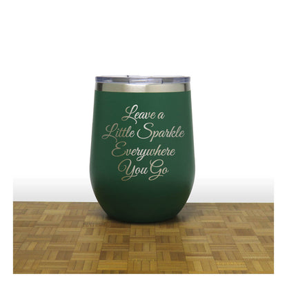 12oz Insulated Motivational Wine Tumbler – Leave A Little Sparkle Everywhere You Go- Stainless Steel Encouragement Cup | Daily Inspiration Gift