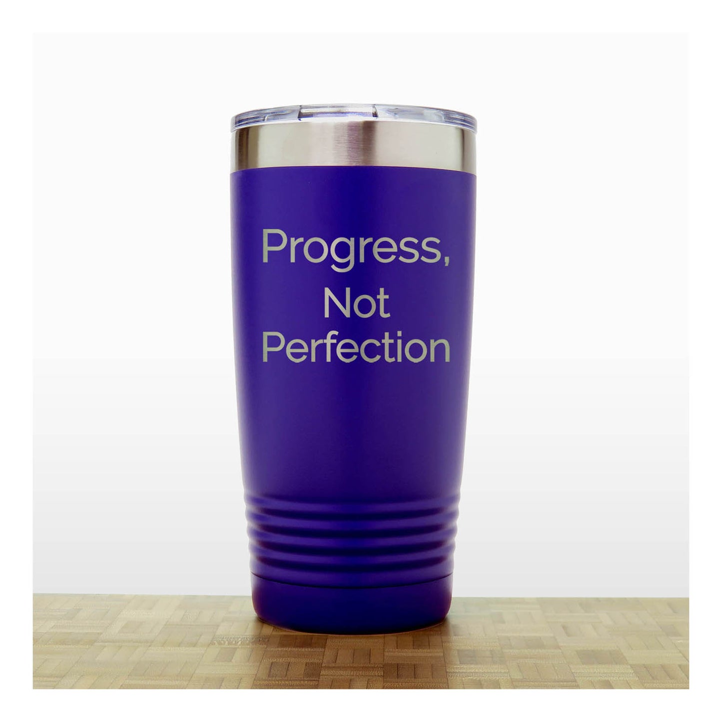20oz Motivational Insulated Tumbler – “Progress Not Perfection” - Inspirational Quote Gift
