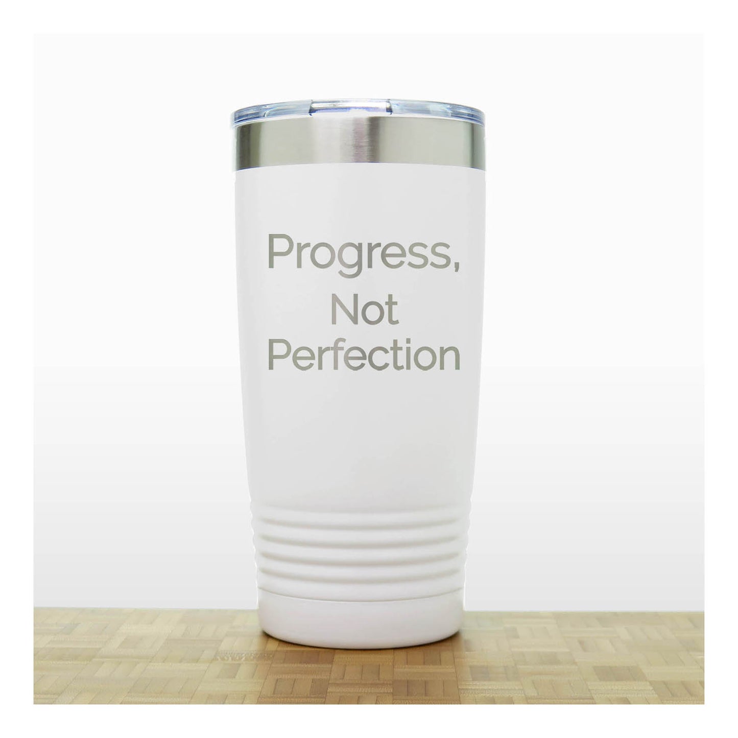20oz Motivational Insulated Tumbler – “Progress Not Perfection” - Inspirational Quote Gift