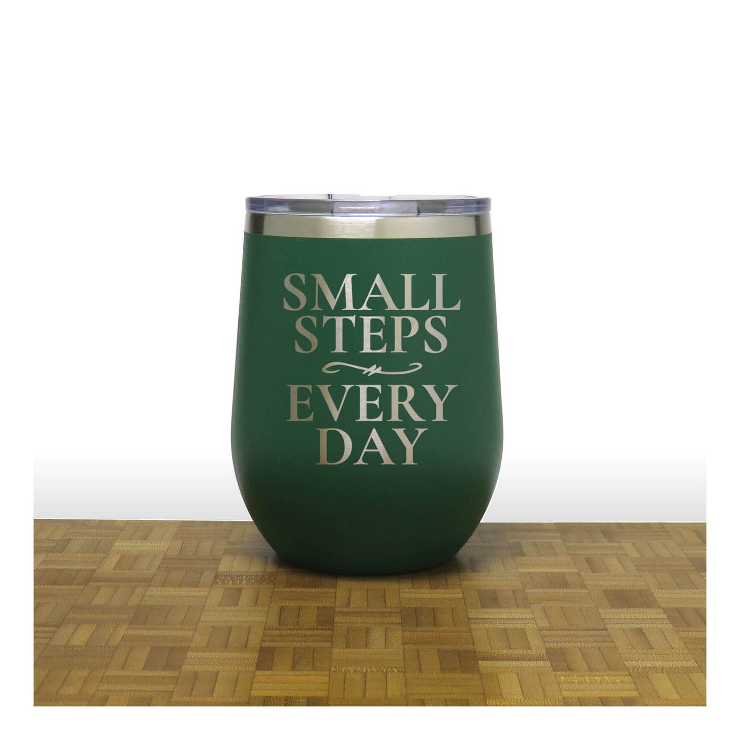 12oz Insulated Motivational Wine Tumbler – Small Steps Every Day- Stainless Steel Encouragement Cup | Daily Inspiration Gift